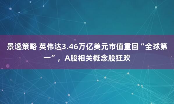 景逸策略 英伟达3.46万亿美元市值重回“全球第一”，A股相关概念股狂欢