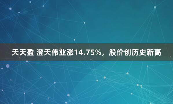 天天盈 澄天伟业涨14.75%，股价创历史新高