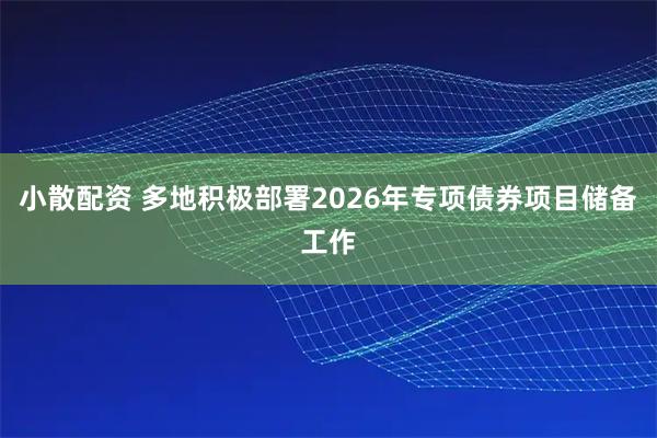 小散配资 多地积极部署2026年专项债券项目储备工作
